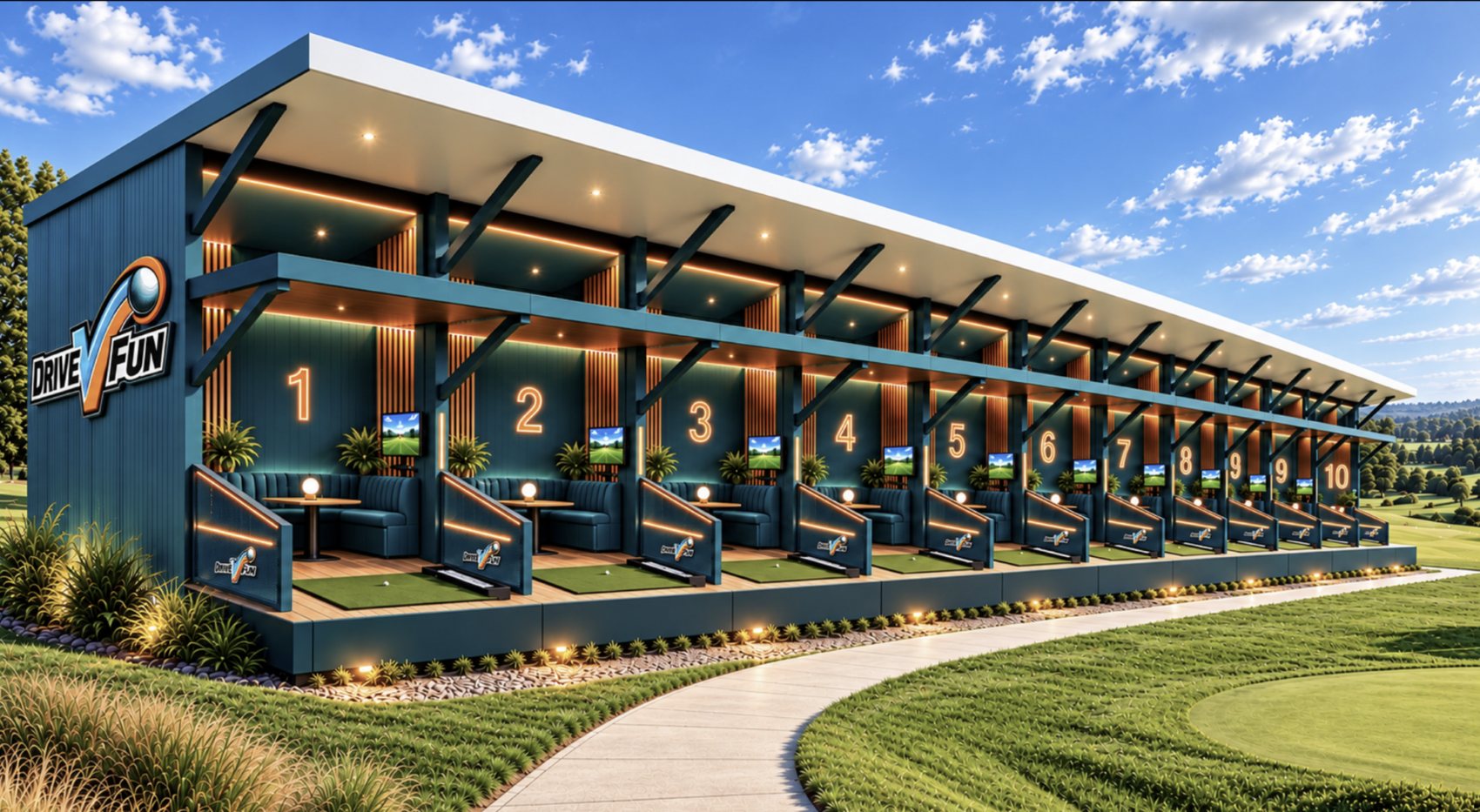 A single-storey DriveVFun range of ten modular bays