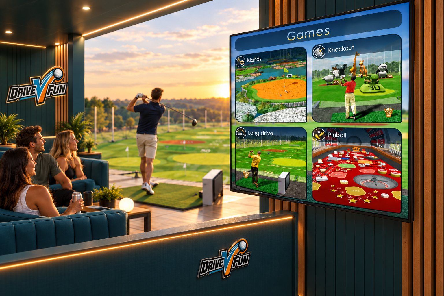 A DriveVFun bay screen showing the games menu